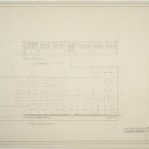 North elevation, first floor plan