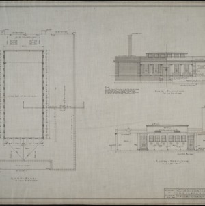 Roof plan, north elevation, south elevation