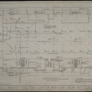 Basement plan showing drainage and sewer connections