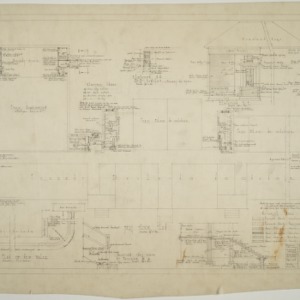Partial elevation, plot plan, floor plan