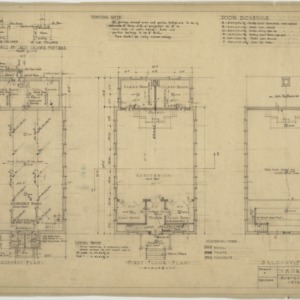Basement plan, first floor plan, balcony plan