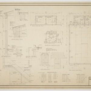 Boiler room floor plan, first floor plan, second floor plan, plot plan, various details