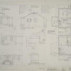 Elevations, basement plan, first floor plan, plan no. 2