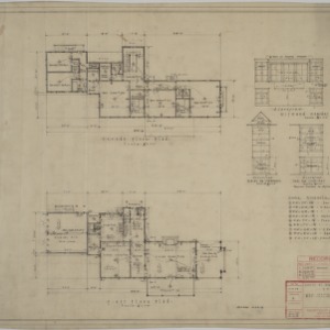 First floor plan, second floor plan, cabinet details