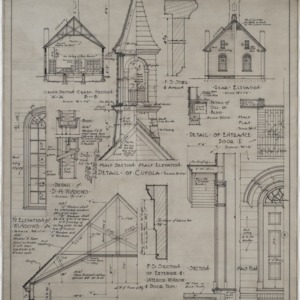 Rear elevation, details, cross sections