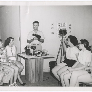 John Mattox teaching photography class, 1953