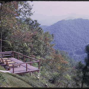 Porch overlooking mountain view, circa October 1971