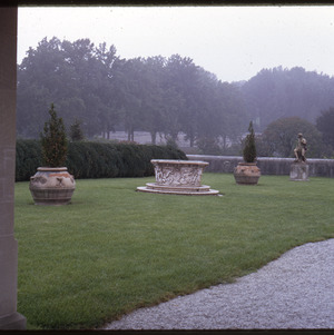 Shrubs and statues at Biltmore Estate, circa October 1971