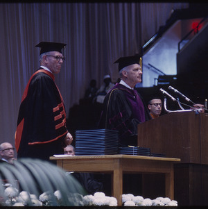 Chancellor Caldwell giving commencement address, May 27, 1967