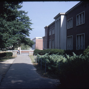 People walking towards D. H. Hill Library, circa July 1966