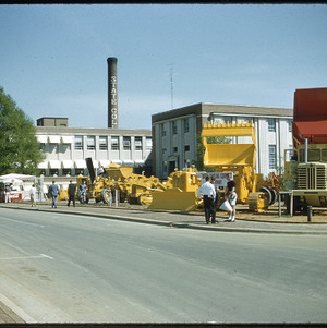 Construction equipment on display on NC State's campus, circa April 1959