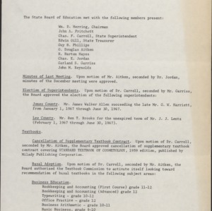 State Board of Education Minutes 1967, 1967