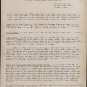 NC Board of Higher Education Minutes, 1962-1965