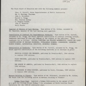State Board of Education Minutes, 1969