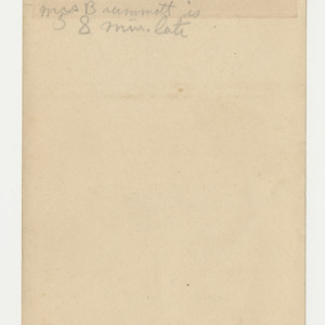 Martha Andrews's personal note on back stationary