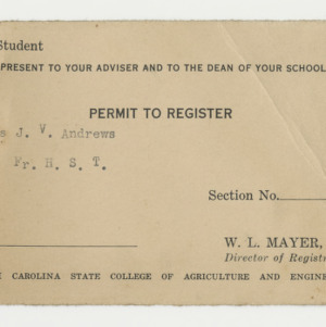 Jane V. H. Andrews's permit to register