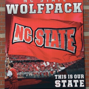 N. C. State Wolfpack placard on Vaughn Towers