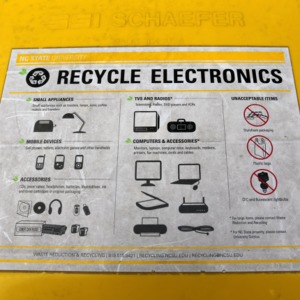 Label on Recycling For Electronics bin
