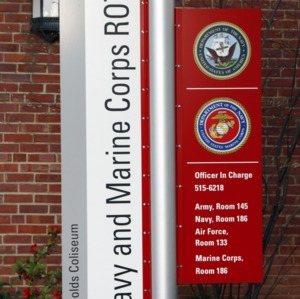 Sign At Reynolds Coliseum about Navy ROTC