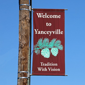 Yanceyville welcome banner, North Carolina, 2019