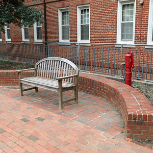Bench at Becton Residence Hall, March 2020