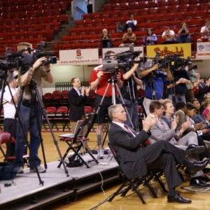 Coach Kellie Harper at Women's Basketball Press Conference