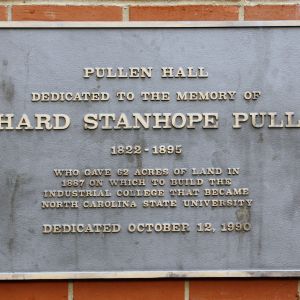 Plaque for Richard Pullen at Pullen Hall