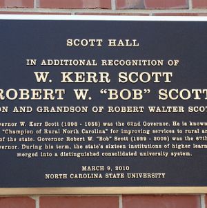 Plaque at Scott Hall