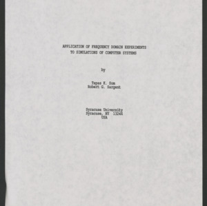 Application of Frequency Domain Experiments & Simulations of Computer Systems, [1980?]