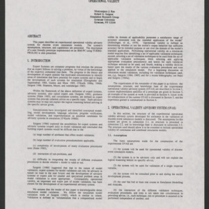 An Experimental Advisory System for Operational Validity, 1988
