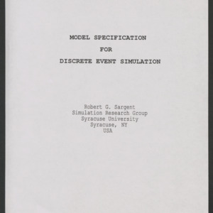 Model Specification for Discret Event Simulation, 1983