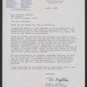 Congressional Responses: Thomas F. Eagleton (D - Missouri)