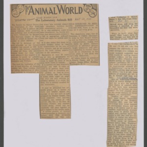 Laboratory Animal Bills: Letters to the Editor, Stories, Editorials, 1960