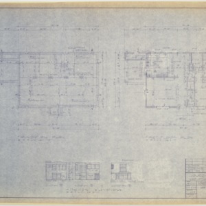 House Type Variation No. 5 -- Foundation and First Floor Plans, Kitchen Elevations