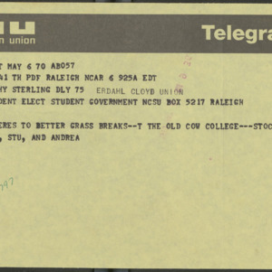 Telegram to Cathy Sterling, May 6, 1970