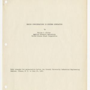 Design considerations in systems simulation, 1962