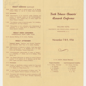 10th Tobacco Chemists' Conference program, 1956