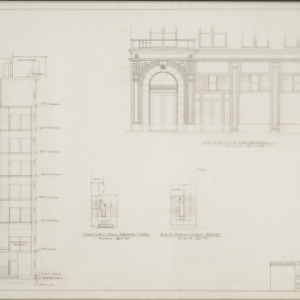 Masonic Temple Building, alterations -- Section through stairwell and front elevation