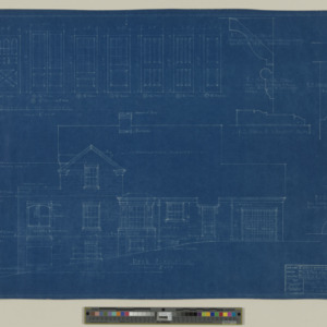 Mr. & Mrs. Walter Noneman Residence -- Schedule of doors and rear elevation