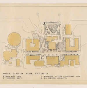 Burlington Nuclear Lab landscape design plans -- Mann Hall, Yarborough Drive, Burlington Nuclear Laboratory, and M. E. Gardner Arboretum areas