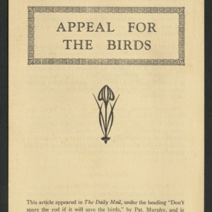 Appeal for the birds