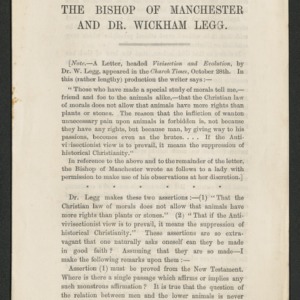 The Bishop of Manchester and Dr. Wickham Legg