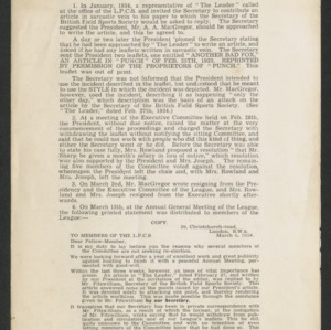 Notes on the resignation of A. A. MacGregor from the presidency of the League for the Prohibition of Cruel Sports