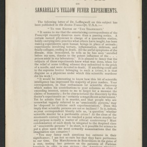 Dr. Leffingwell on Sanarelli's yellow fever experiments