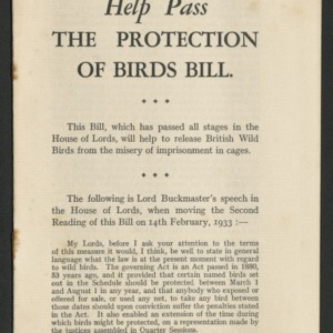 Help pass the protection of birds bill