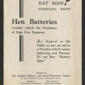 Hen batteries: cruelty which the purchaser of eggs can supress