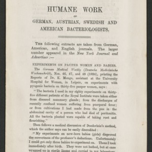 Humane work of German, Austrian, Swedish and American bacteriologists