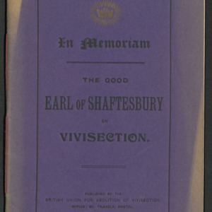 In memoriam: the good Earl of Shaftesbury on vivisection