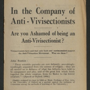 In the company of anti-vivisectionists: are you ashamed of being an anti-vivisectionist?