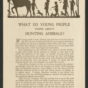 Junior series, no. 1: What do young people think about hunting animals?